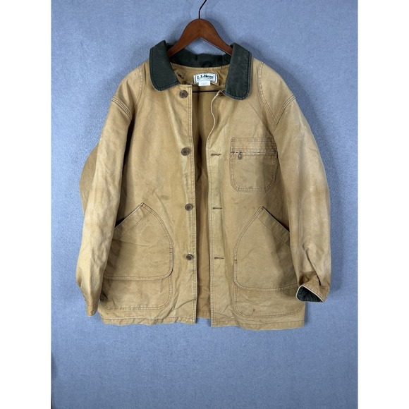 L.L.Bean Barn Field Chore Coat Jacket Mens Large Brown Canvas Distressed - Picture 6 of 11